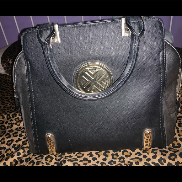 Black and Grey Purse with Gold Accents - Picture 2 of 7